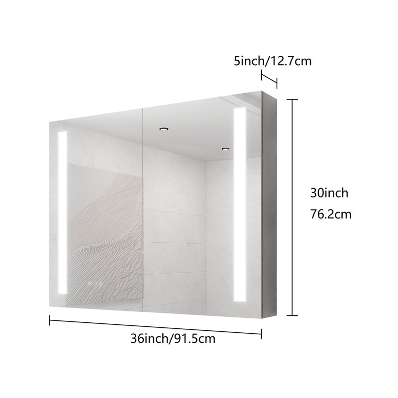 Rangement pour salle de bain Albulena, H 30 po x l 36 po x P 5 po