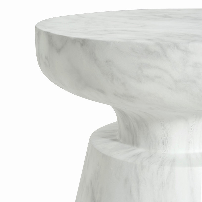 Table d'appoint d'extérieur en travertin Ponti, blanc