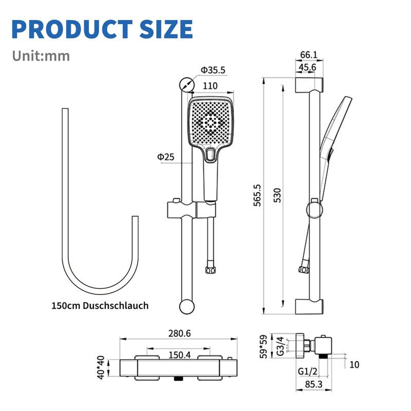 Thermostatic Shower Mixer Set