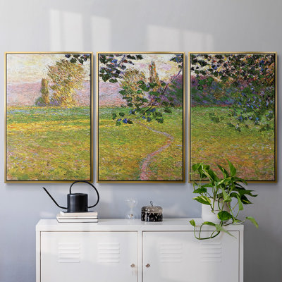 «Morning Landscape, Giverny», 1888, reproduction sur toile 3 pièces
