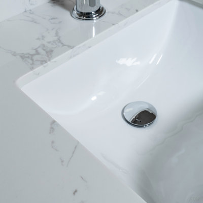 bathroom vanity top stone carrara new style tops with rectangle undermount ceramic sink and single faucet hole