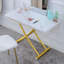 Table élévatrice multifonctionnelle moderne avec plateau en panneau de fibres à densité moyenne de 0,8 po d'épaisseur et pieds en métal doré, pouvant être utilisée comme coiffeuse, table basse, table de salle à manger et table de bureau. W1151P302124-1240397084