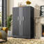 Armoire de cuisine de 47,4 po de largeur avec tablettes réglables à 3 couches, porte coulissante et anti-rouille, métal antirouille et panneau de fibres à densité moyenne de qualité supérieure, beaucoup de rangement pour la cuisine / la maison-111419244