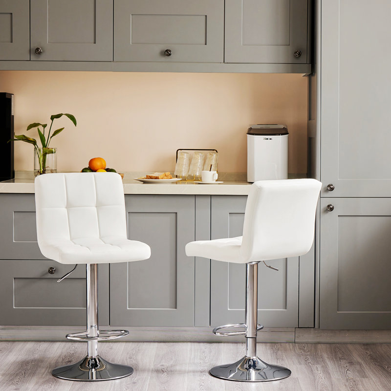 Deux tabourets de bar, tabourets de bar à hauteur de comptoir avec dossier, tabouret de bar moderne pour la maison, Blanc