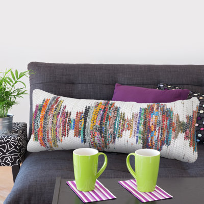 Coussin décoratif en coton multicolore fabriqué à la main Chindi