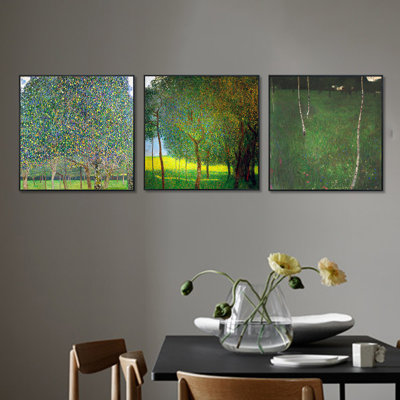 Ensemble de 3 toiles encadrées par Gustav Klimt Wall Art Series # 19 Living Room Home Office Decorations