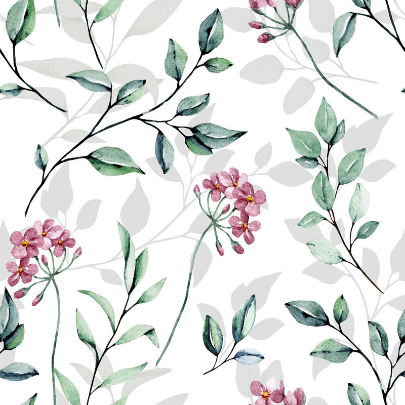 Fleurs sauvages sur fond blanc, L 2,08 pi x L 10,42 pi