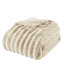 Édredon très grand côtelé en fausse fourrure très grand avec 2 taies décoratives taupe assorties de couleur très moelleuse - motif texturé, bourre