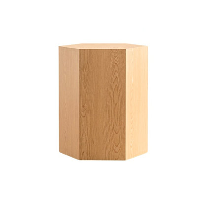 Modern Coffee Table With Hexagon Shape And Wood Grain Sticker, Suitable For Small Dorms, 15.79"13.53"18.9 Side Natural Grain, Easy To Clean Assembled, Bedrooms,