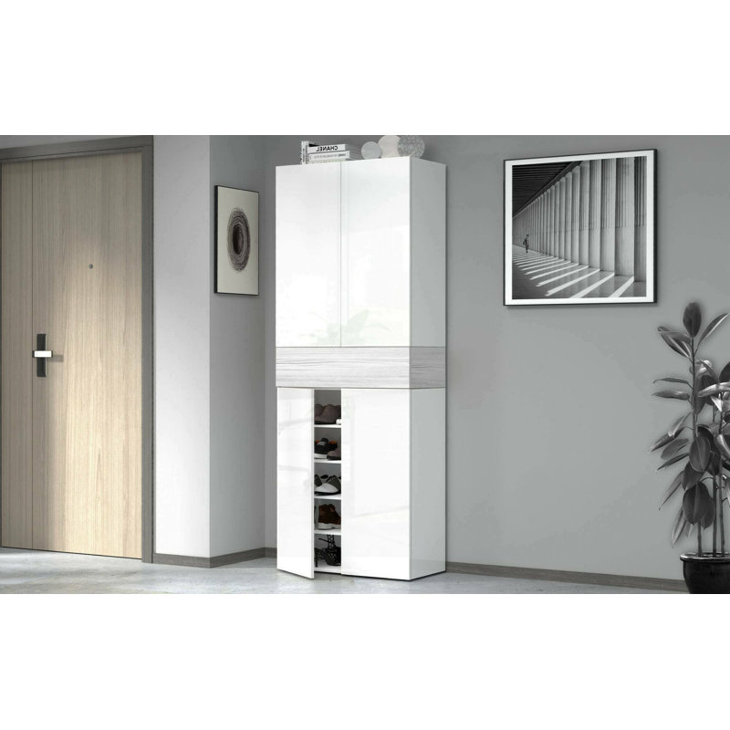 15 Pair Shoe Storage Cabinet, White