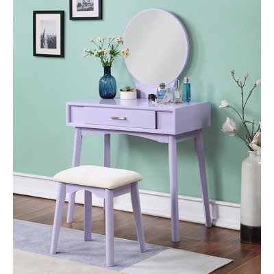 Ensemble coiffeuse et tabouret contemporain en bois