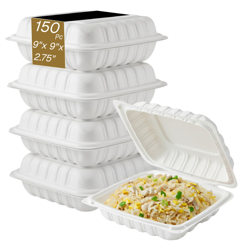 Clamshell (MFPP) Hinged Container (Corner Lock), 9" x 9", 150-Pack