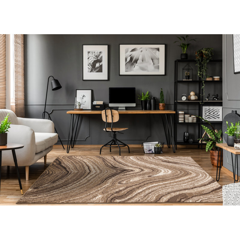 Fresno Modern Abstract Brown Area Rug, Rectangle 7'9" x 10'6"