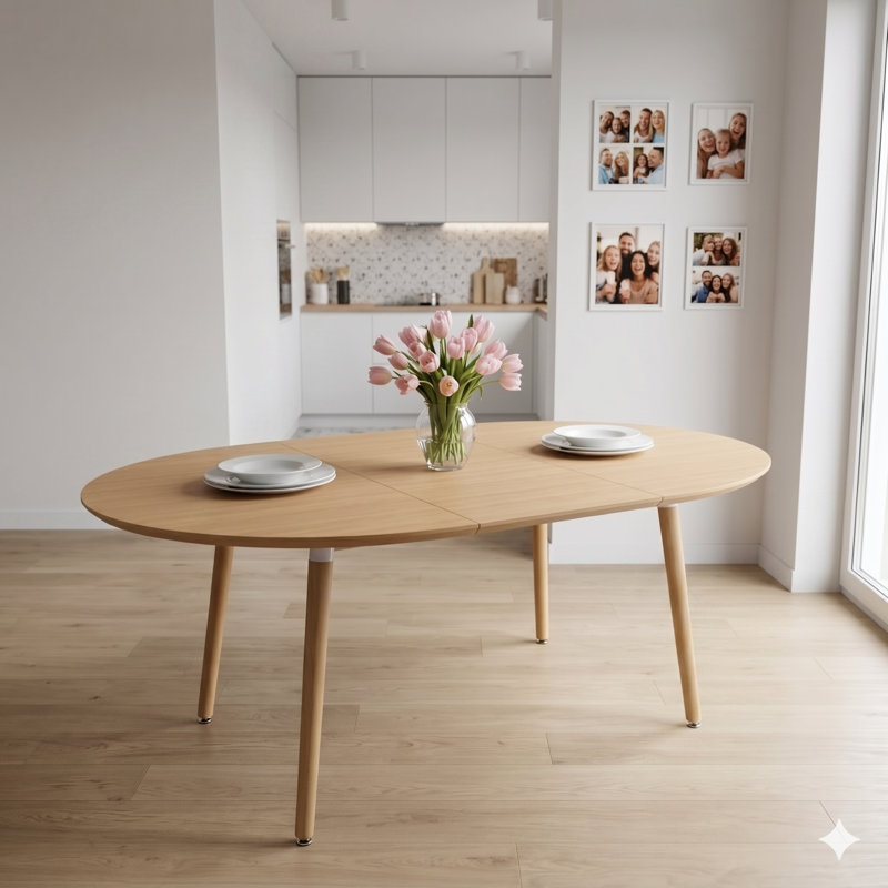 Tables de salle à manger extensibles en MDF (table seulement, sans chaises, avec plateau et pieds)