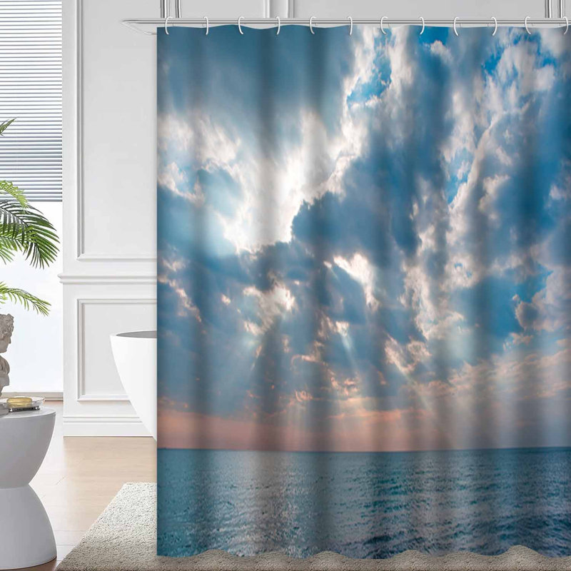 Rideau de douche avec 12 crochets Sunrays, L 72 po x l 78 po