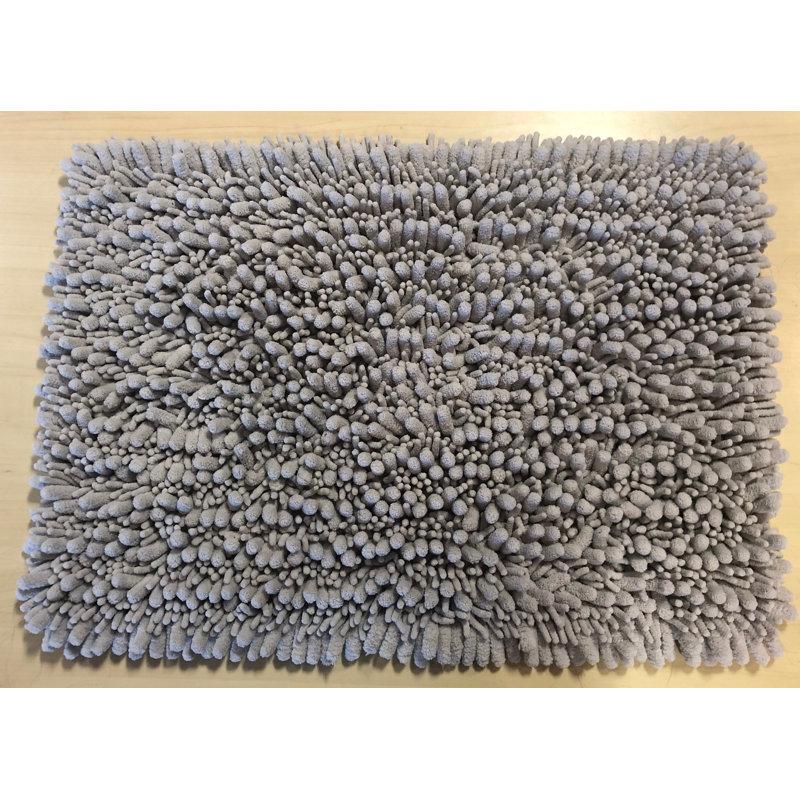 Berat Polyester Blend Non-Slip Bath Rug, Grey