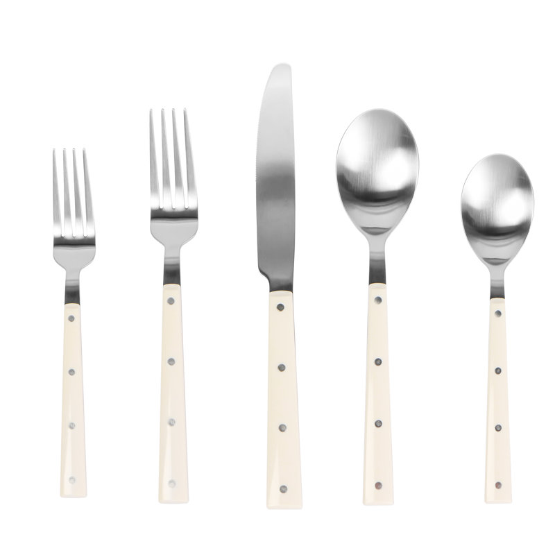 Ensemble de couverts en acier inoxydable Marti, Crème
