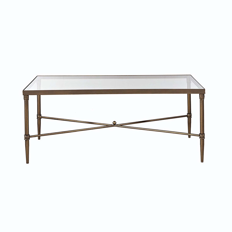 Rectangle Coffee Table With Metal Frame And Tempered Glass Top, A Stylish And Functional Addition To Your Living Space.