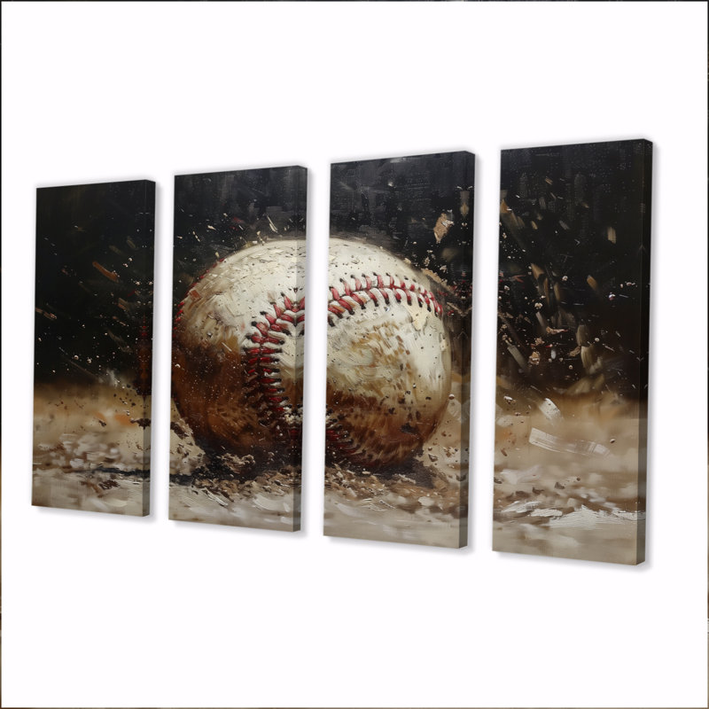 Baseball, gros plan, home run - ensemble d'art sur toile de baseball sport, H 32 po x l 64 po