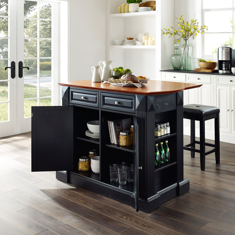 Îlot de cuisine 47,75 po Diamondback, Noir