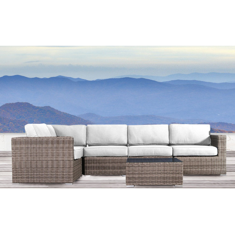 Lazaro Rattan Wicker Fully Assembled 4 - Person Seating Group with Cushions