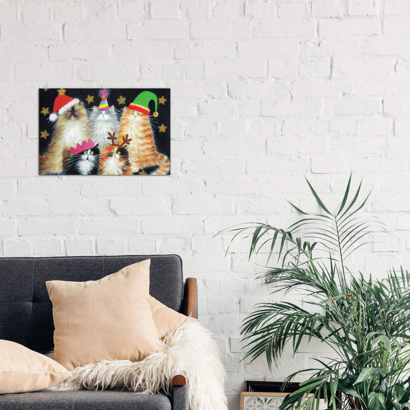 Christmas Cats - Wrapped Canvas Painting, 66.04 cm H x 45.72 cm W x 1.91 cm D