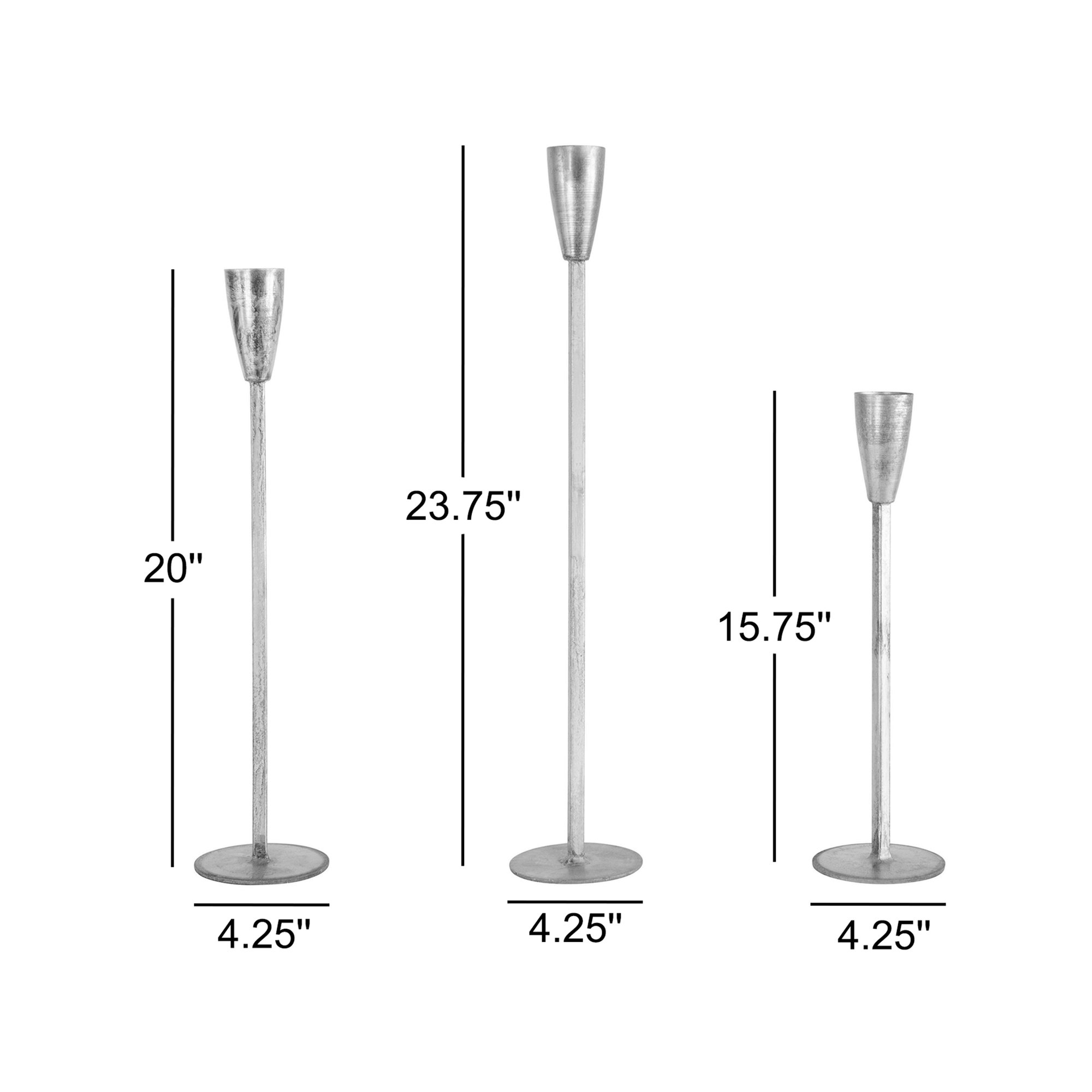 Tirana Metal Taper Holders, Antique Brass Finish, Set of 3