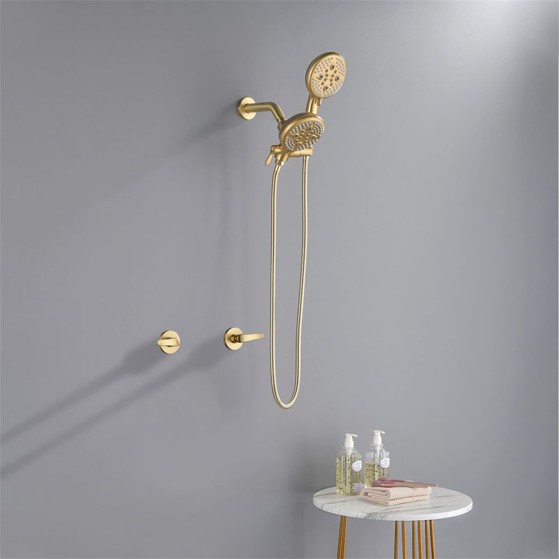 Système de douche complet à contrôle de volume avec valve brute, Or brossé