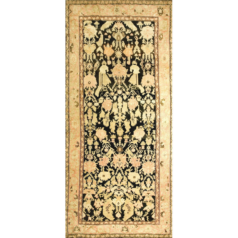 Brown Late 19th Century Tribal Antique Caucasian Karabagh Long and Narrow Gallery Carpet