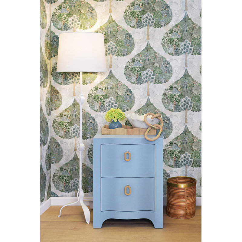 Helena Solid Wood End Table, Blue