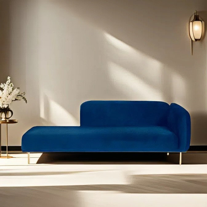 Méridienne moderne et simple, Orienté à droite, Blue