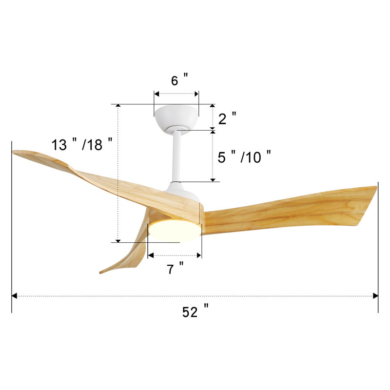 51.96'' Ceiling Fan with Light Kit, White