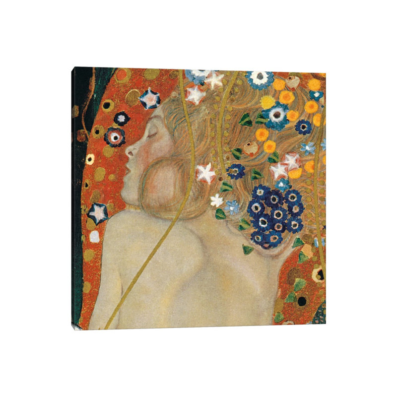 Sea Serpents, Square Detail II by Gustav Klimt - Wrapped Canvas Painting, 45.72 cm H x 45.72 cm W x 3.175 cm D