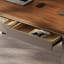 Bureau à 3 tiroirs brun noyer + gris massif massif + bois manufacturé + acier-892593576