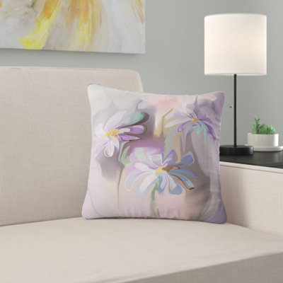 Blue Daisies Watercolor - Floral Printed Pillow