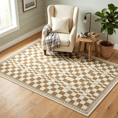 Tapis à carreaux lavables pour le salon et la salle à manger