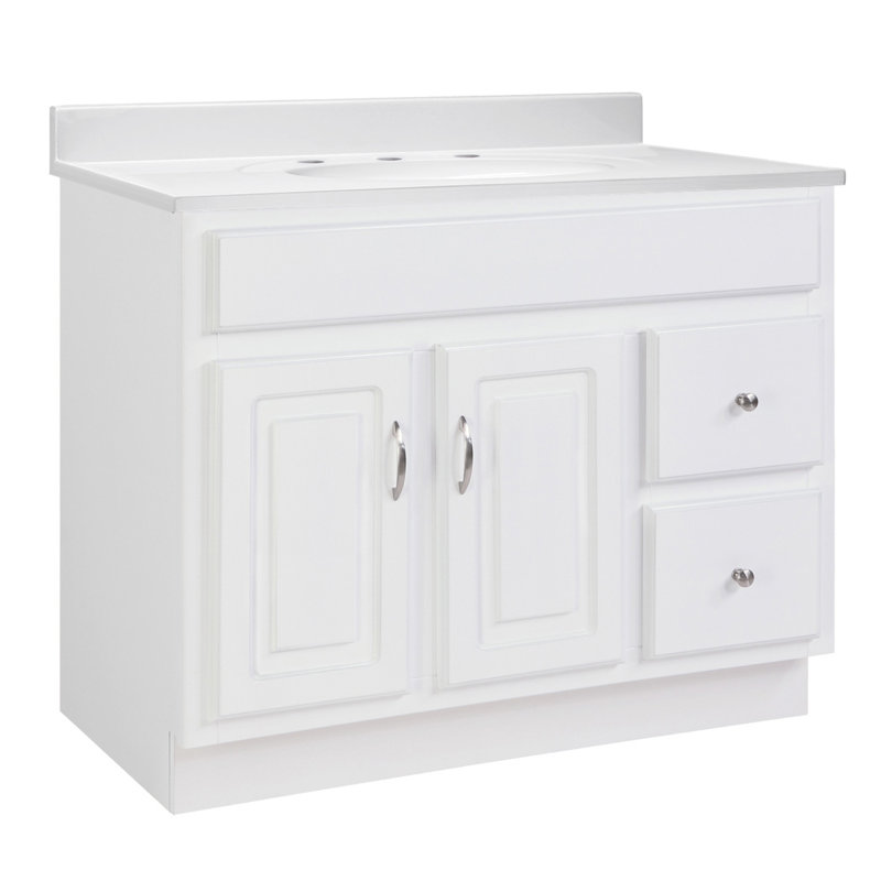 Concord 37-Inch Vanity In White With Widespread White Top, Fully Assembled