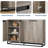 Buffet Sideboard Storage Cabinet, 55" Wide Entryway Console with 4 Doors & Adjustable Shelves, Modern Credenza, Storage Wood Coffee Bar Cabinet for Living Room, Dining Room, Kitchen, Grey-2062344478