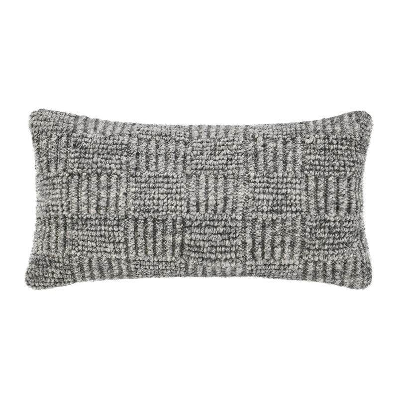 Vico Pillow Cover & Insert, Gray , Rectangular, 14" x 26"