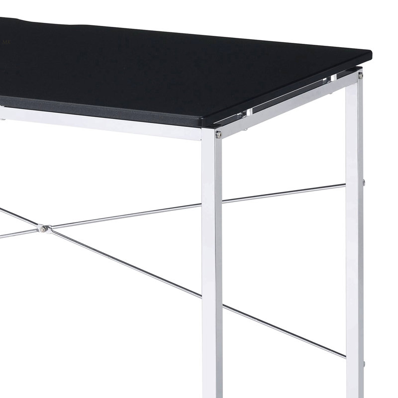 Black And Chrome Writing Desk With Sled Base, Black