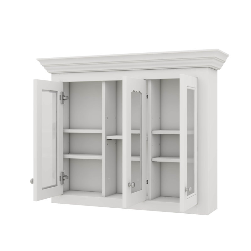 Pharmacie pour salle de bain à miroir 35 po, unité murale avec 5 tablettes fermées réglables, porte vitrée