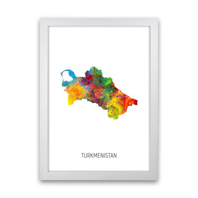 Turkmenistan Watercolour Map by Michael Tompsett - Print