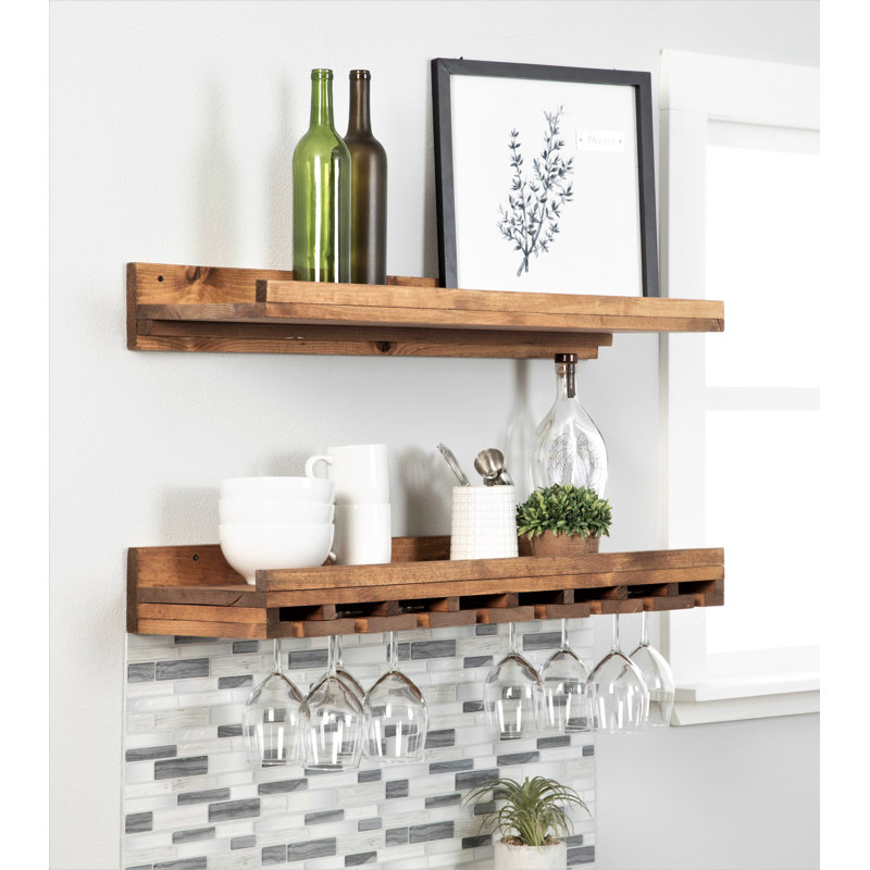 Boilleau Wine Glass Rack, 4.25" H x 36" W x 10" D, Walnut