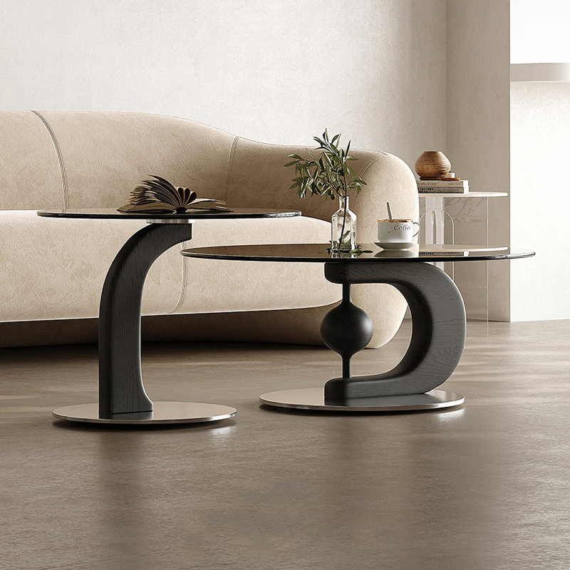Ensemble de tables basses en verre trempé