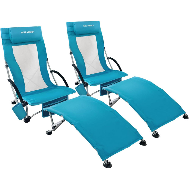 Chaise de plage pliante avec coussins, Cyan
