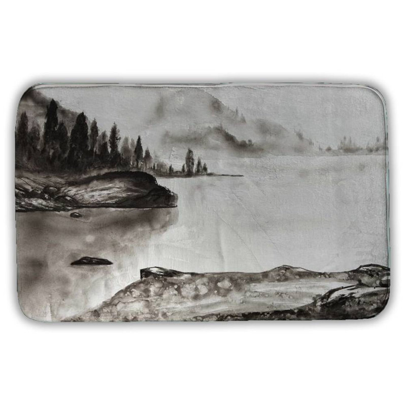 Peaceful landscape Bath Mat with Non-Slip Backing - Quick Dry Memory Foam Bathroom Rug - Absorbent - Modern Plush Spa-Style - Machine Washable