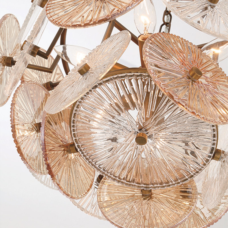 Lustre 6 lumières en laiton plaqué Sue-Anne