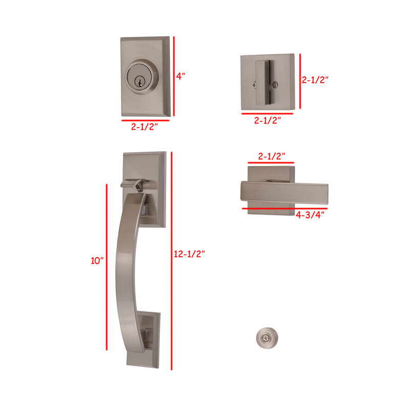 Handle With Lever And Deadbolt Reversible Entry Set, Brushed Nickel