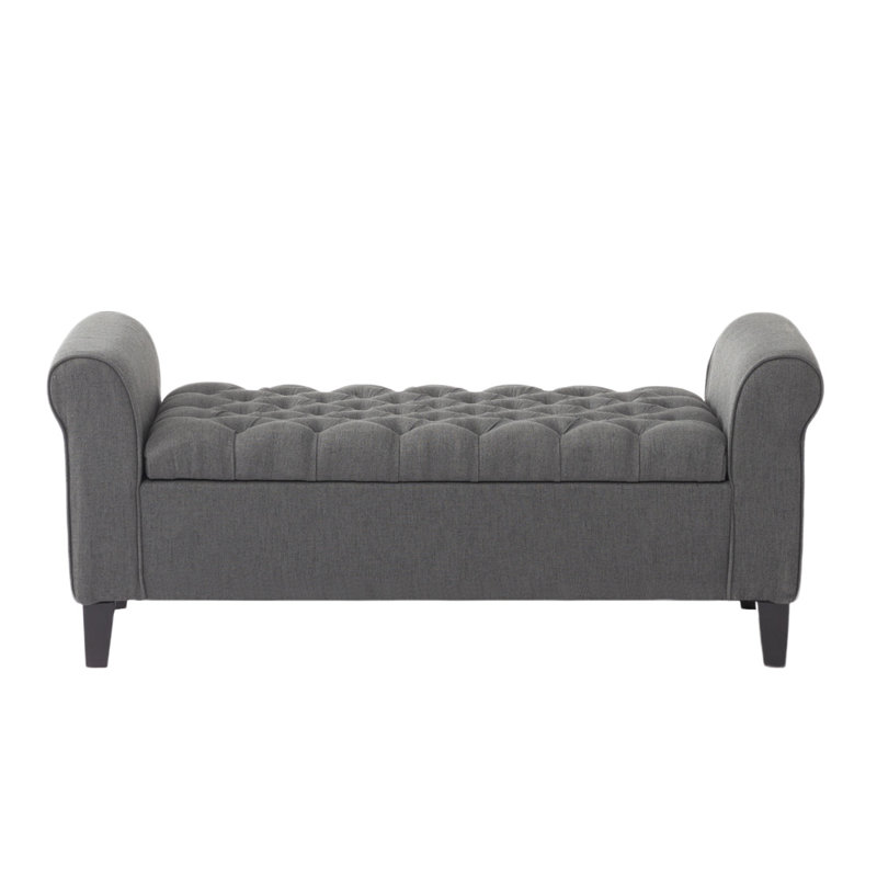 Upholstered Bedroom Bench, Dark Gray