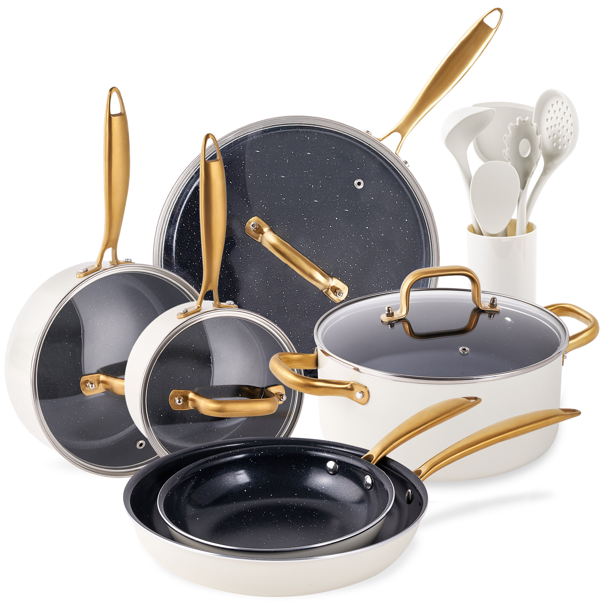 caannasweis 15 - Piece Nonstick Ceramic Cookware Set Oven Safe & Reviews | Wayfair